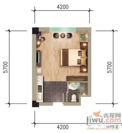 马塞公寓1室0厅1卫36.4㎡户型图