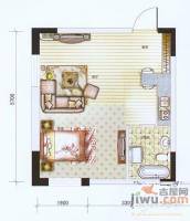 高力德国村1室1厅1卫39.4㎡户型图