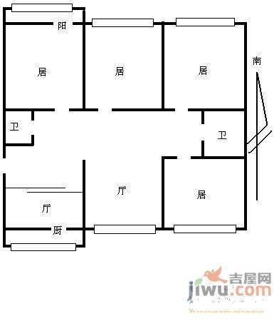 富豪花园3室1厅1卫户型图