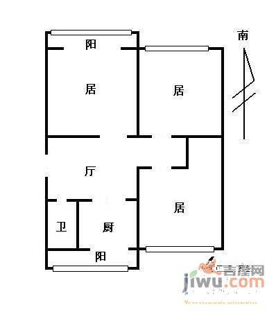 富豪花园3室1厅1卫户型图