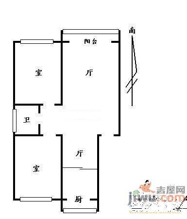 金达莱家园2室2厅1卫70㎡户型图