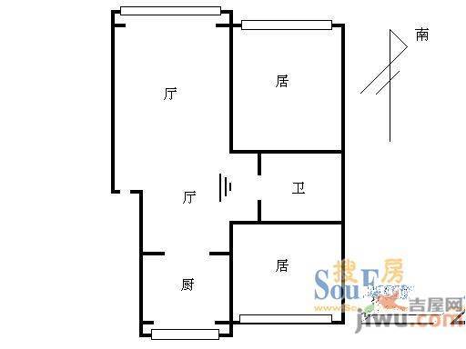 兴顺花园2室2厅1卫85.8㎡户型图