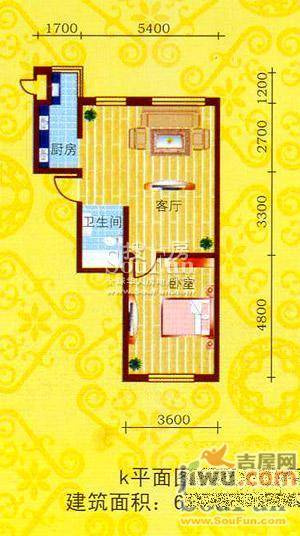 兴顺花园2室2厅1卫85.8㎡户型图