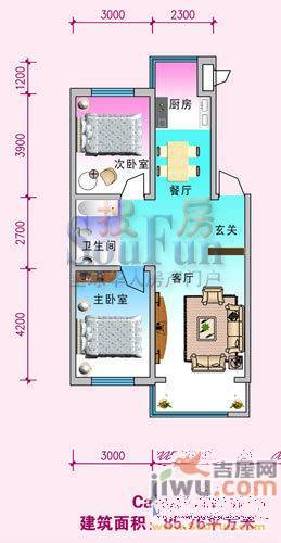 兴顺花园2室2厅1卫85.8㎡户型图