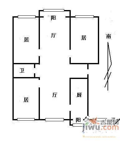 兴顺花园2室2厅1卫85.8㎡户型图