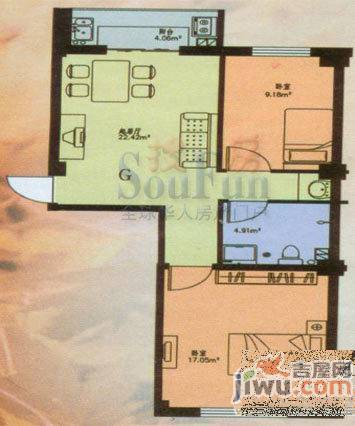 大众花园三期3室2厅2卫141.3㎡户型图