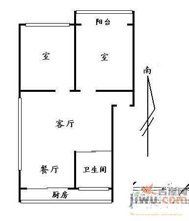 金达莱家园2室2厅1卫70㎡户型图