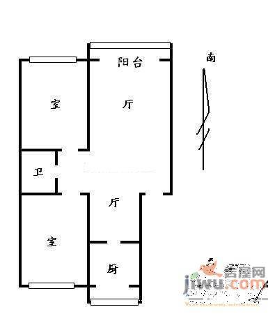 金达莱家园2室2厅1卫70㎡户型图