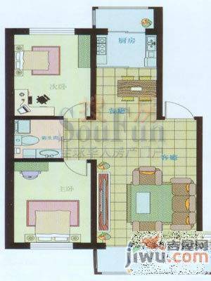 金达莱家园2室2厅1卫70㎡户型图