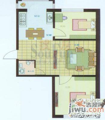 金达莱家园2室2厅1卫70㎡户型图