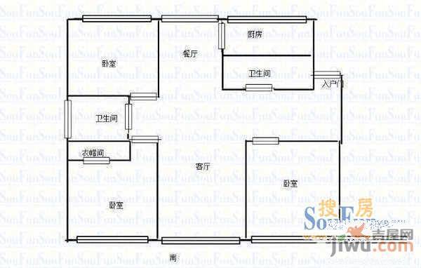 园东小区2室1厅1卫户型图