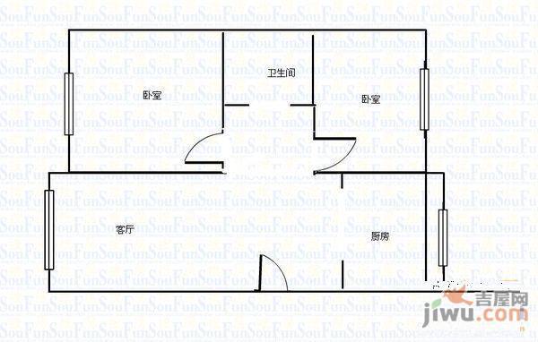 园东小区2室1厅1卫户型图