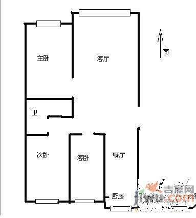 松苑名邸2室1厅1卫户型图