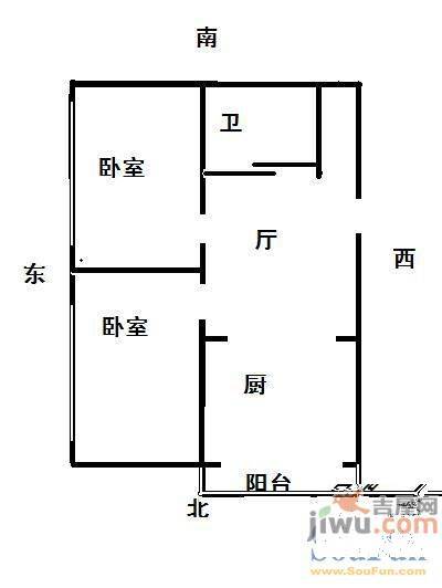 军转小区3室2厅1卫96㎡户型图