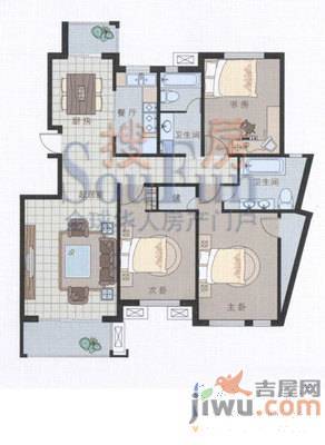 军转小区3室2厅1卫96㎡户型图