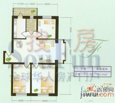 卫星嘉园3室1厅2卫135.5㎡户型图