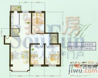 卫星嘉园3室1厅2卫135.5㎡户型图