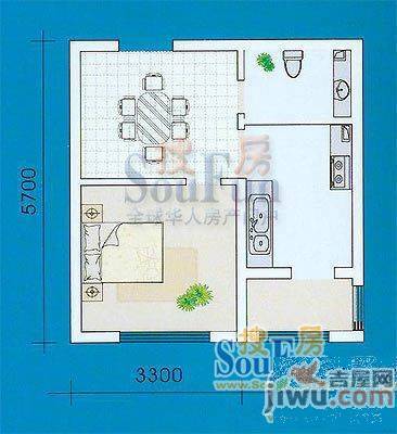 中环12区1室1厅1卫户型图