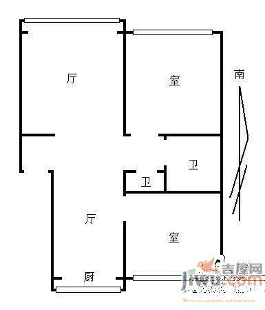 新竹花园1室1厅1卫户型图