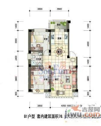 天成领寓1室1厅1卫50.8㎡户型图