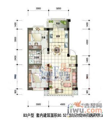 天成领寓1室1厅1卫50.8㎡户型图