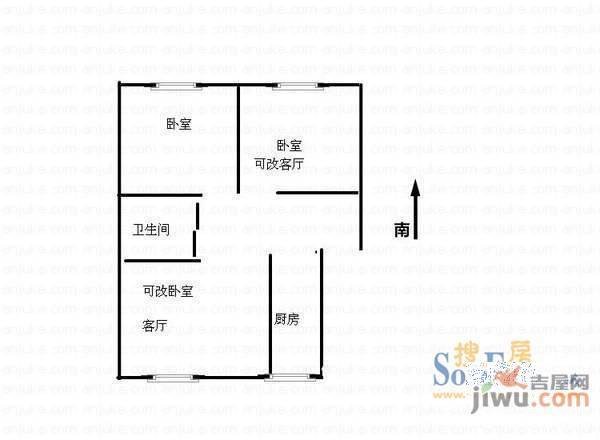 天一地矿花园3室1厅1卫户型图