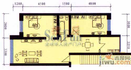 雁鸣湖山庄1室1厅1卫56㎡户型图