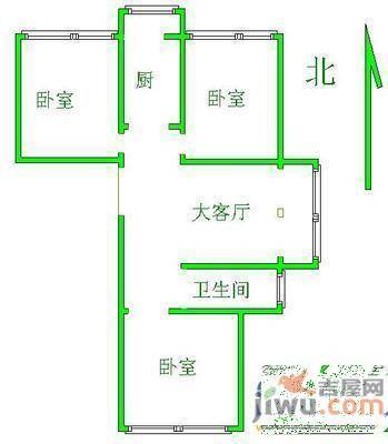 蓝天花园3室1厅1卫101㎡户型图