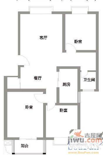 假日名都2室2厅1卫84㎡户型图