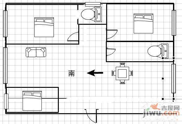 假日名都2室2厅1卫84㎡户型图