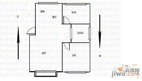 海拉小区2室1厅1卫户型图