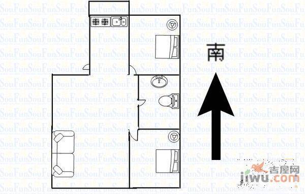 海拉小区2室1厅1卫户型图