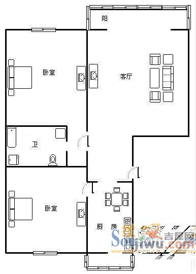 新开河小区2室1厅1卫户型图