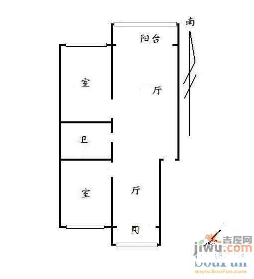 东方嘉园1室1厅1卫户型图