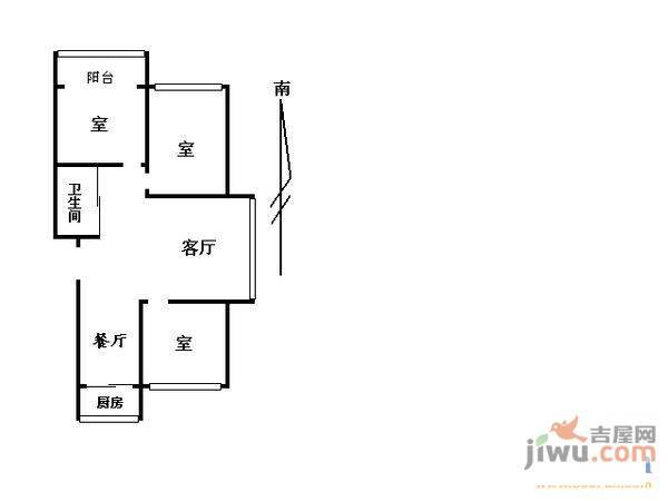 东方嘉园1室1厅1卫户型图