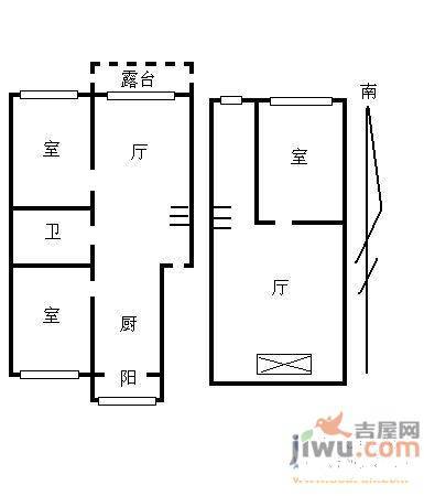 东方嘉园1室1厅1卫户型图