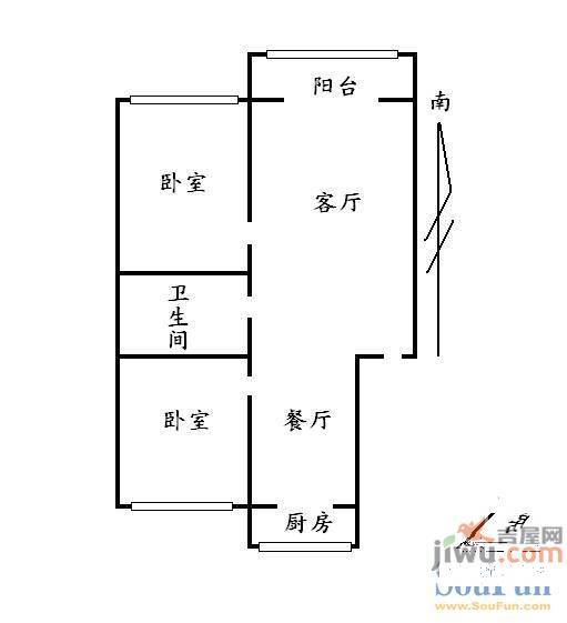 东方嘉园1室1厅1卫户型图