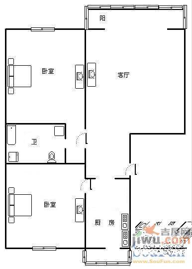 净水山庄1室1厅1卫户型图