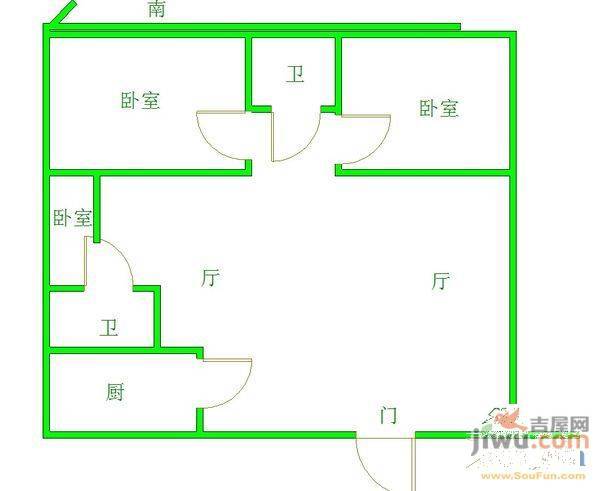 一汽客车花园3室2厅1卫户型图