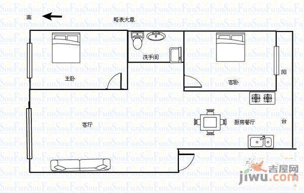 一汽客车花园3室2厅1卫户型图