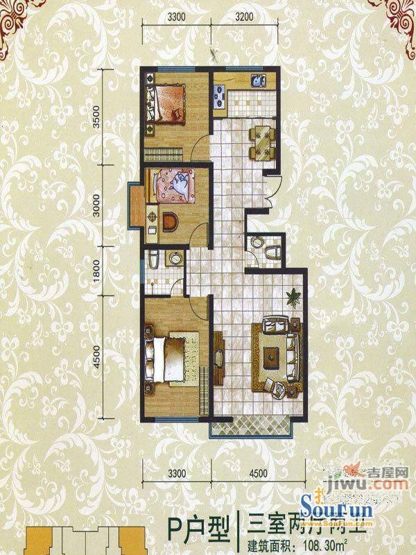 一汽客车花园3室2厅1卫户型图