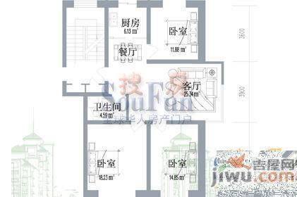 水宜家苑3室2厅2卫157.1㎡户型图