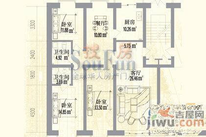 水宜家苑3室2厅2卫157.1㎡户型图