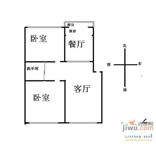 卉香花园2室2厅1卫户型图