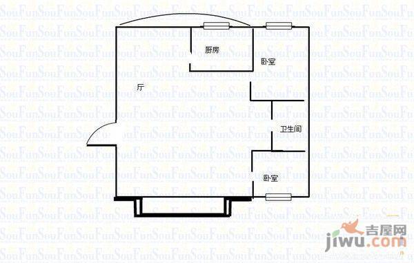 海口花园2室2厅1卫户型图