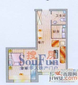 富苑华城1室1厅1卫27.8㎡户型图