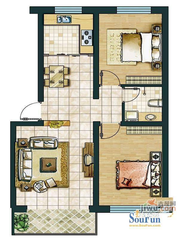 建行小区3室2厅2卫户型图