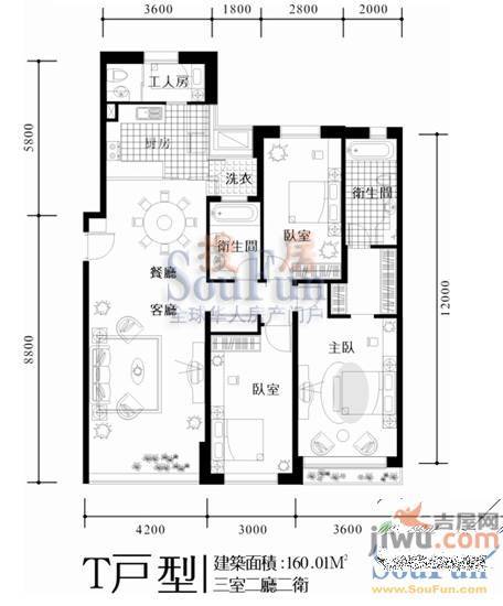 富苑华城1室1厅1卫27.8㎡户型图