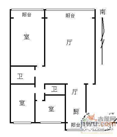 超达家园2室2厅1卫户型图