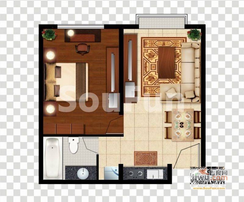 林园鸿泰小区1室1厅1卫户型图